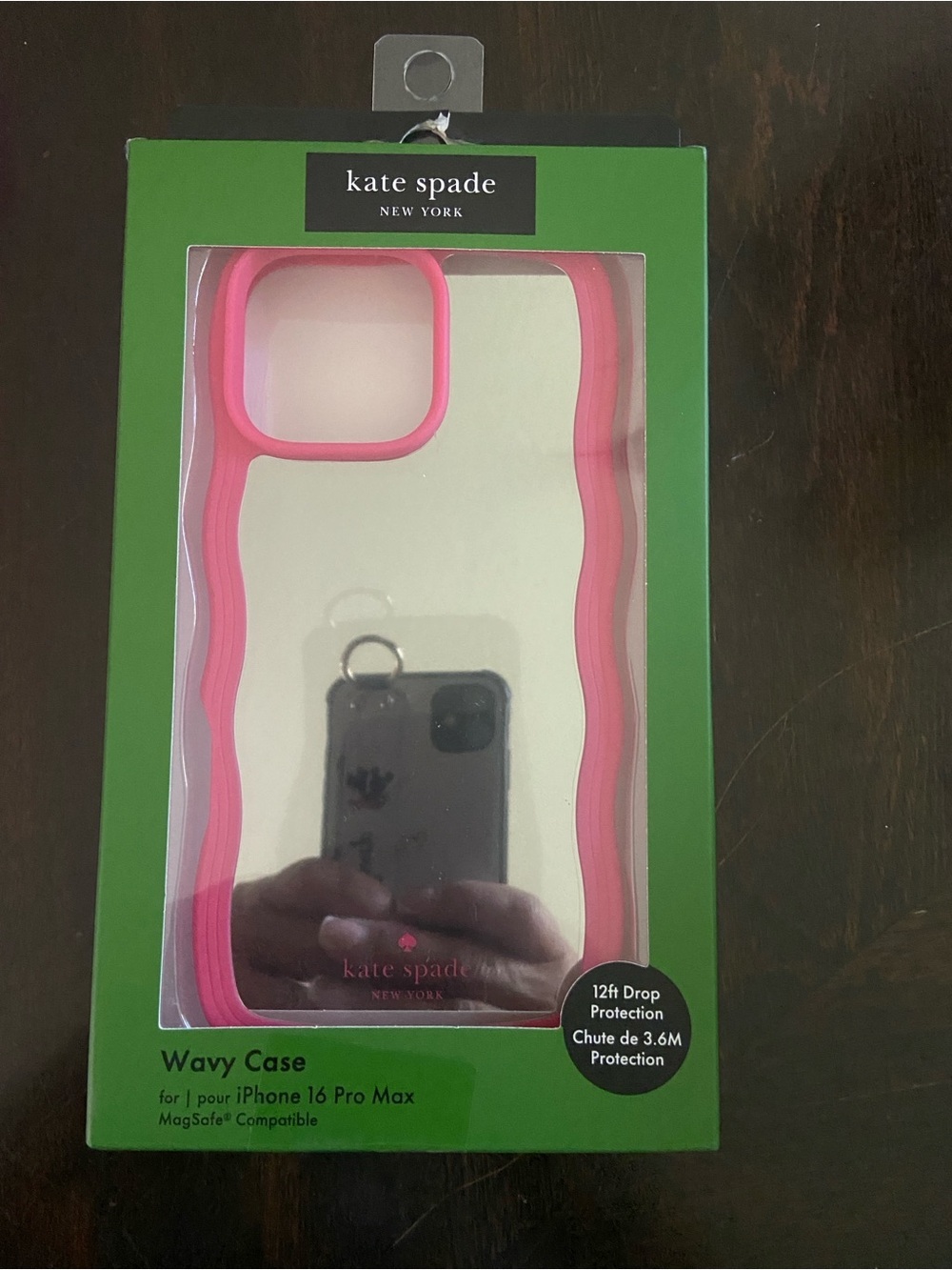 kate spade Clear Phone Case with Pink Wavy Trim for iPhone 16 Pro Max